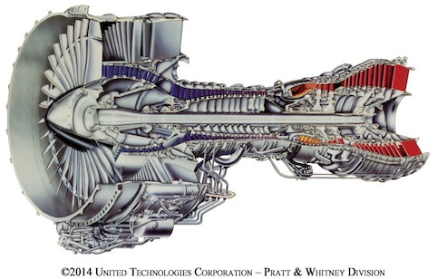 Cut away of Pratt & Whitney's Pure Power engine