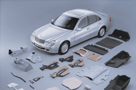 The Mercedes C-class contains some 20 components made from natural material composites