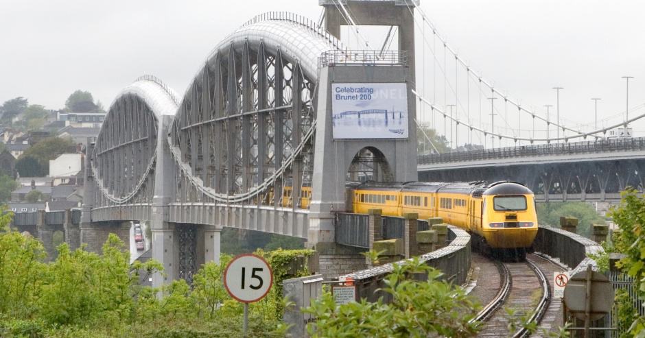 16th May 2006 Network Rail @ Brunel Railway Bridge Plymouth New Measurement Train passes across bridge