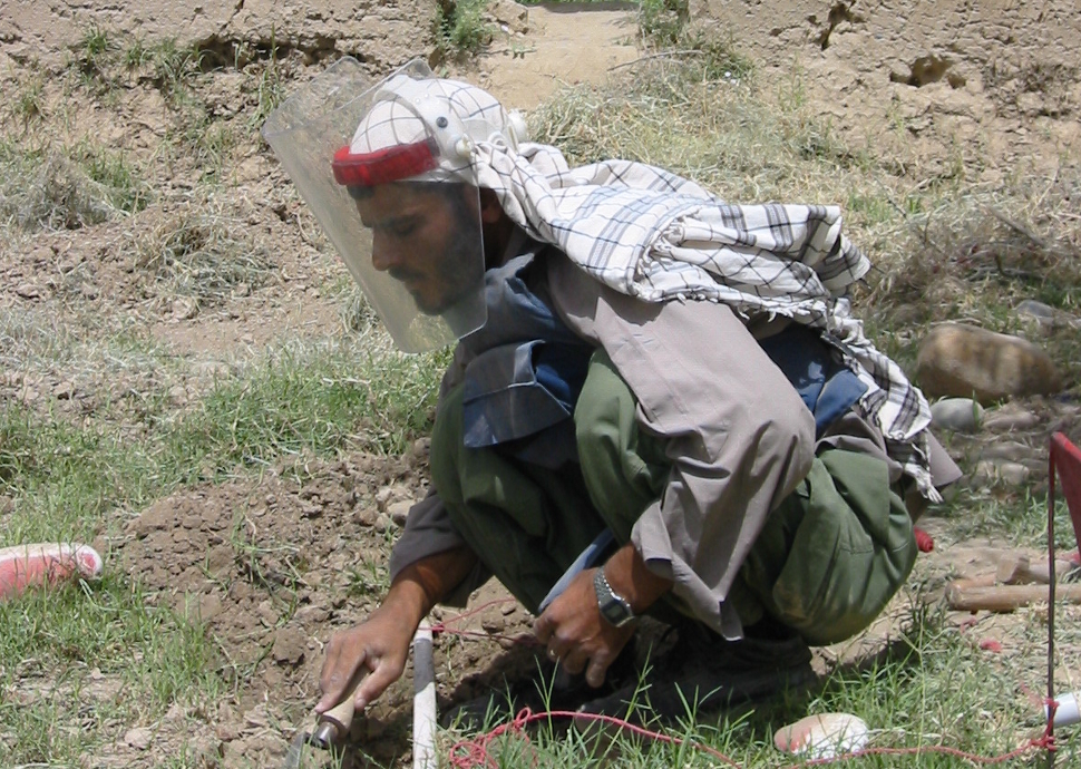 A HALO deminer working in Sayad District, Sari Pul Province, Afghanistan (Photograph ©HALO Trust)