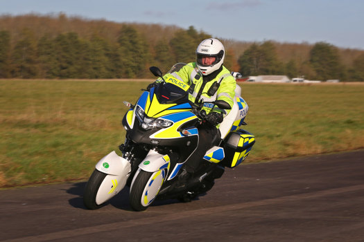 The WMC300FR blue light motorcycle 
