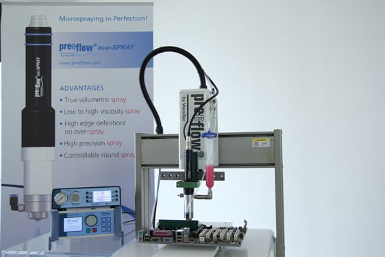 preeflow eco-spray from Intertronics - high precision volumetric spray dispensing system