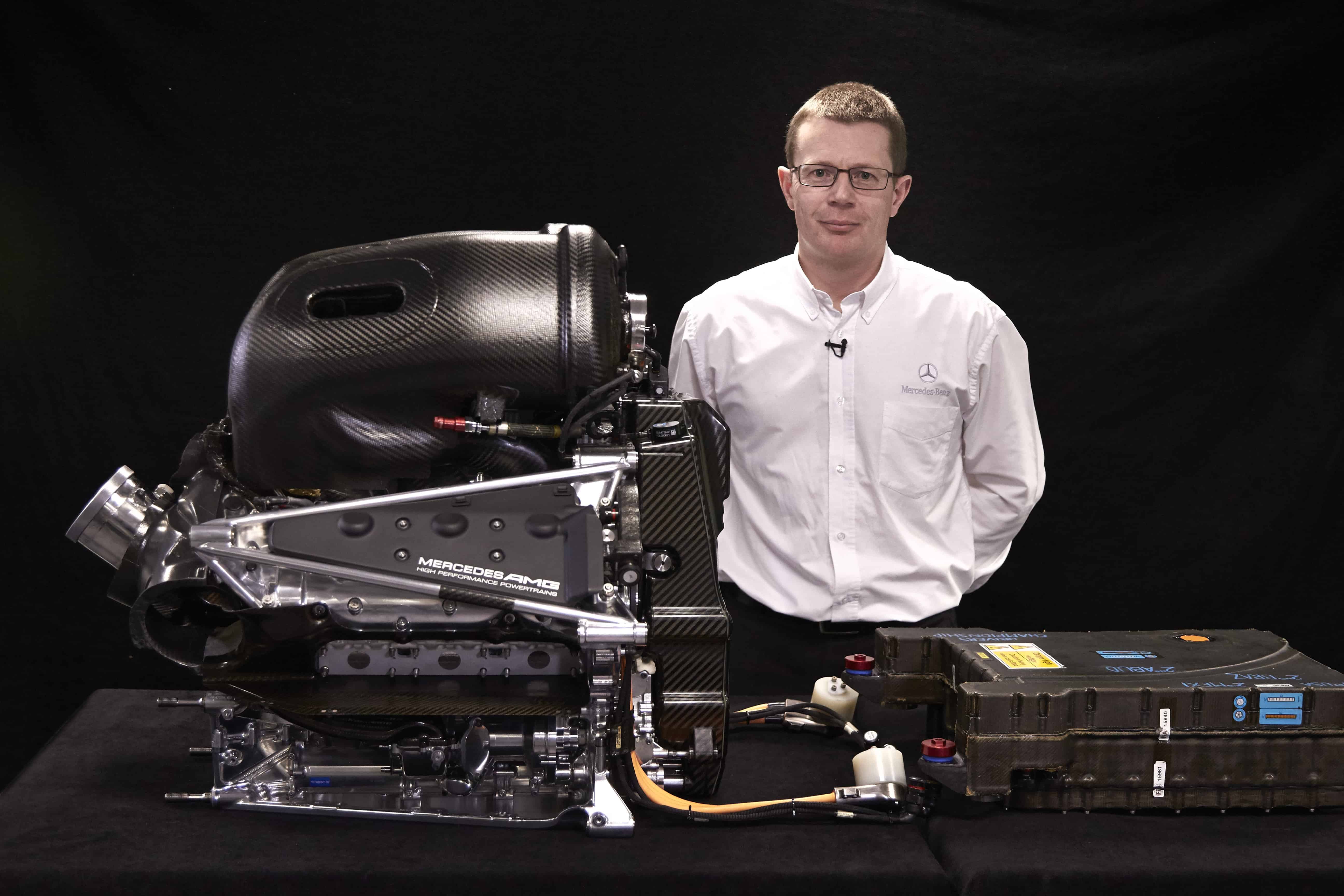 Andy Cowell with the Mercedes F1 power unit