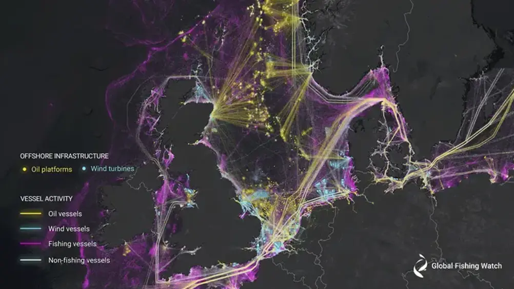 Composite view of the North Sea showing all mapped industrial use in the region