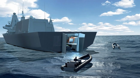 Pushing the boat out: a ‘mission bay’ at the aft end of the Type 26 ships will allow them to launch small boats and autonomous vehicles