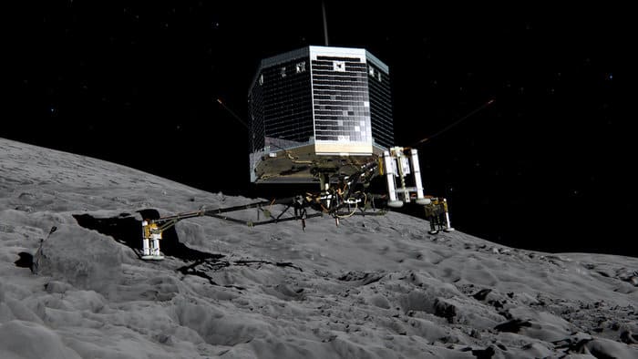 Still from animation of Philae's touchdown