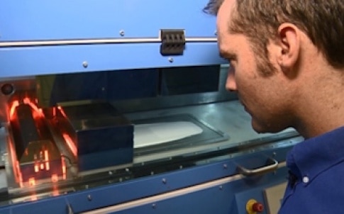 Unlike existing AM techniques, in which a laser is used to fuse the powder, high speed sintering uses an infra-red-absorbing ink