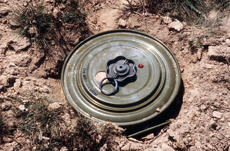 Newer landmines tend to be made of plastic rather than metal, like the one pictured.