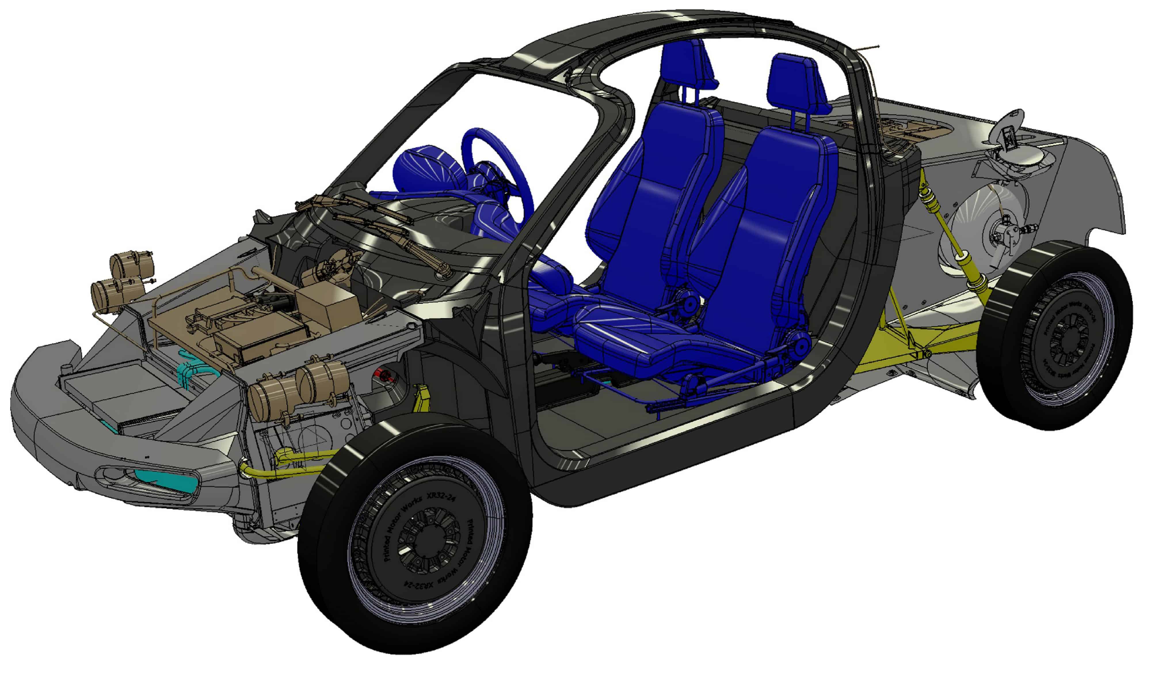 The riversipl car has a revolutionary design, based around a fuel cell and wheel-hub motors