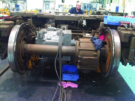 38 40 Bogie and traction motor under test at Southampton
