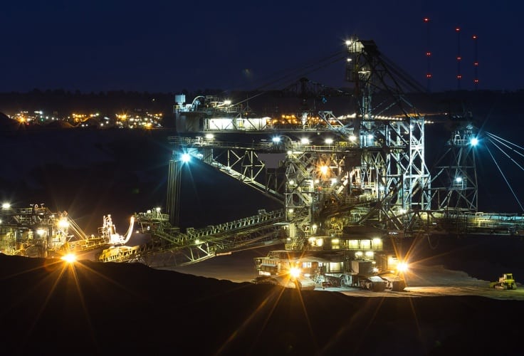 absetzer machine open cast mining garzweiler germany in the evening