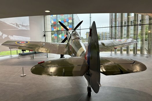A Spitfire RW388 on show at the Potteries Museum and Art Gallery in Stoke-on-Trent 