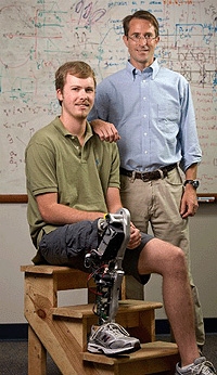 Prof Michael Goldfarb, right, with amputee Craig Hutto who is wearing the new bionic leg developed at Vanderbilt. (John Russell, Vanderbilt University)