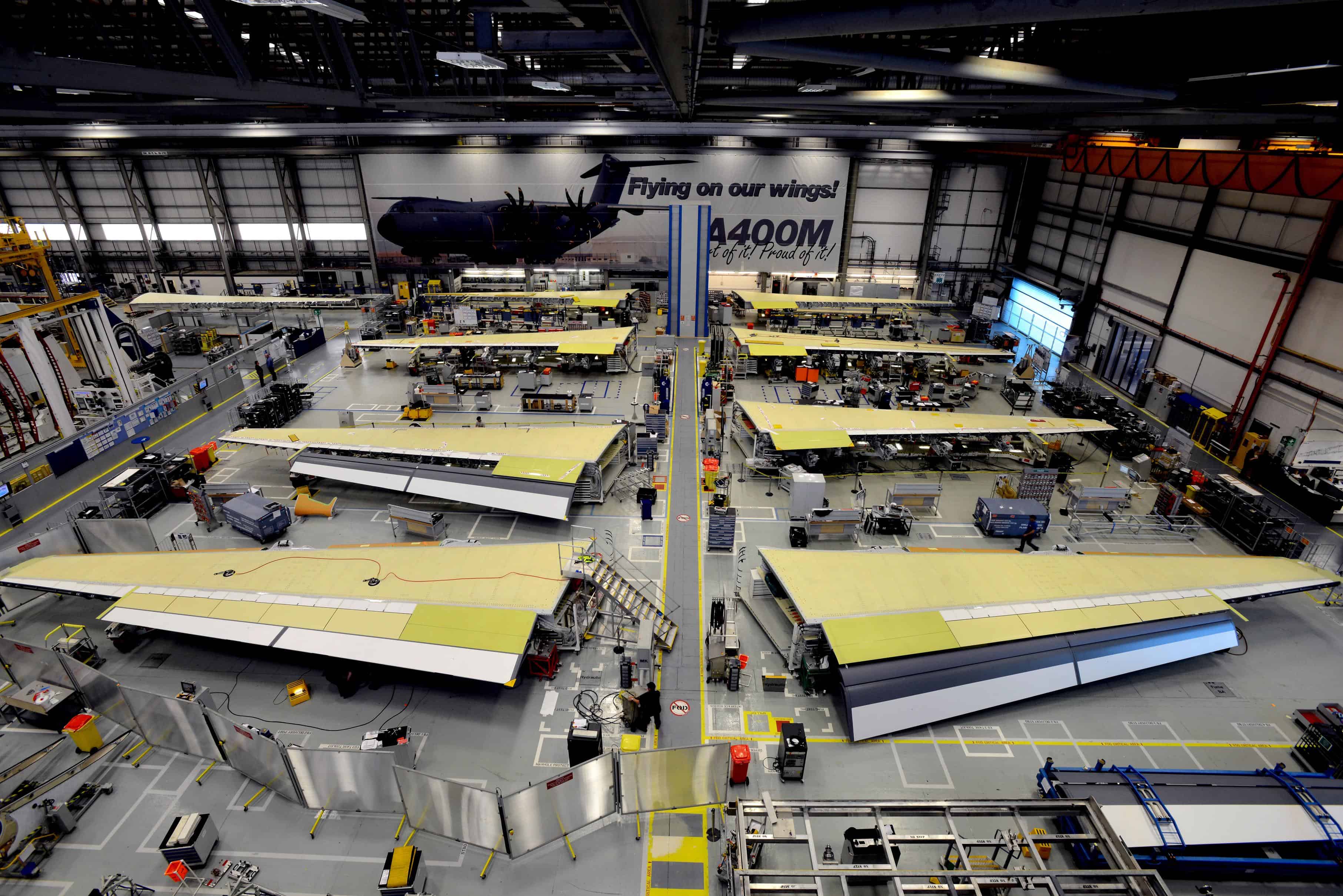 Manufacture of wings for the A400M military transport aircraft in Broughton, North Wales. Credit: Airbus