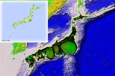 Population cartogram for Japan