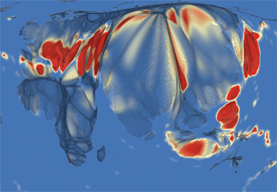 World earthquake intensity map