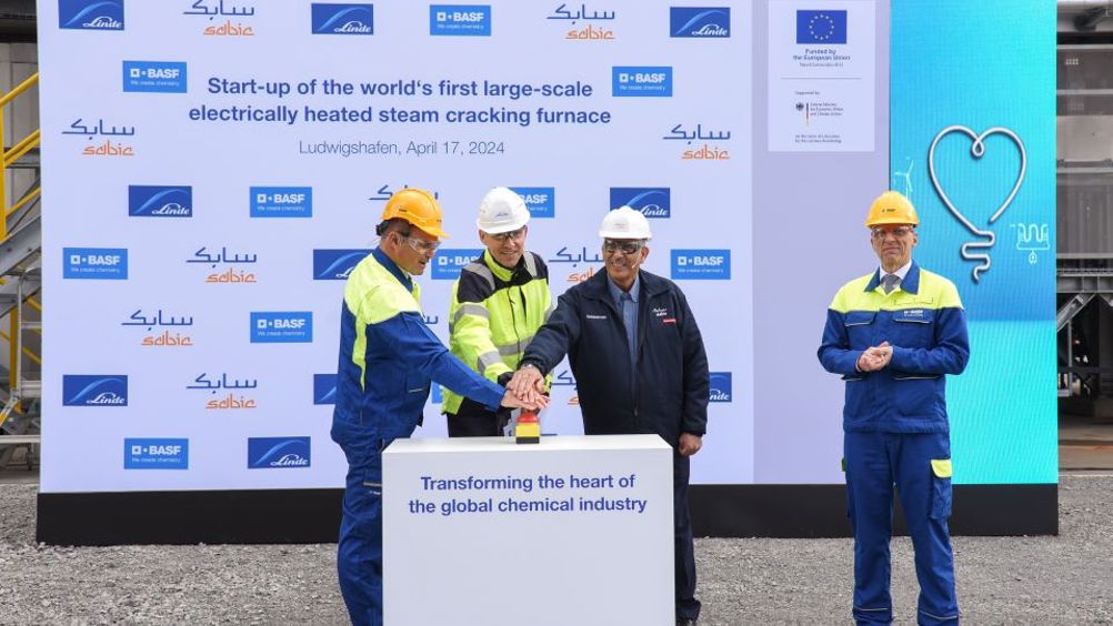 BASF, SABIC, and Linde celebrate the start-up of the world's first large-scale electrically heated steam cracking furnace