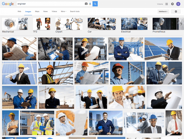 Search engines and stock image sites reinforce gender stereotypes in engineering