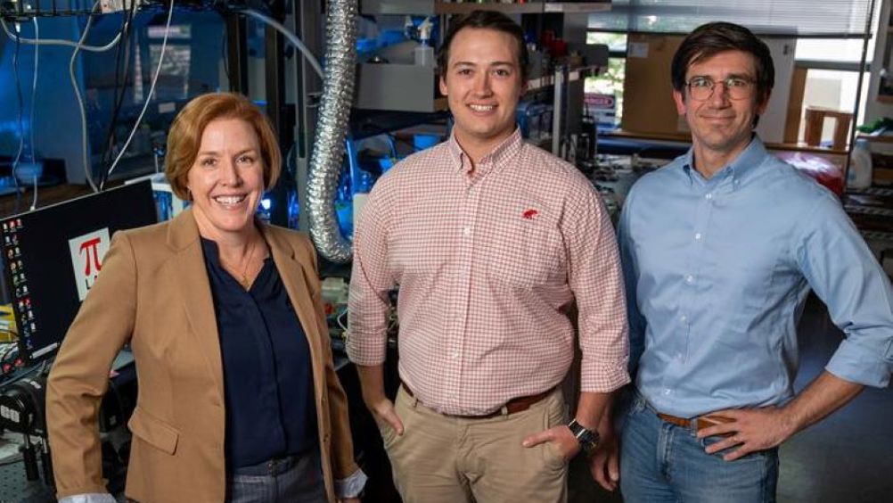 Marcia O'Malley (from left), Barclay Jumet and Daniel Preston developed a wearable textile device that can deliver complex haptic cues in real time to users on the go