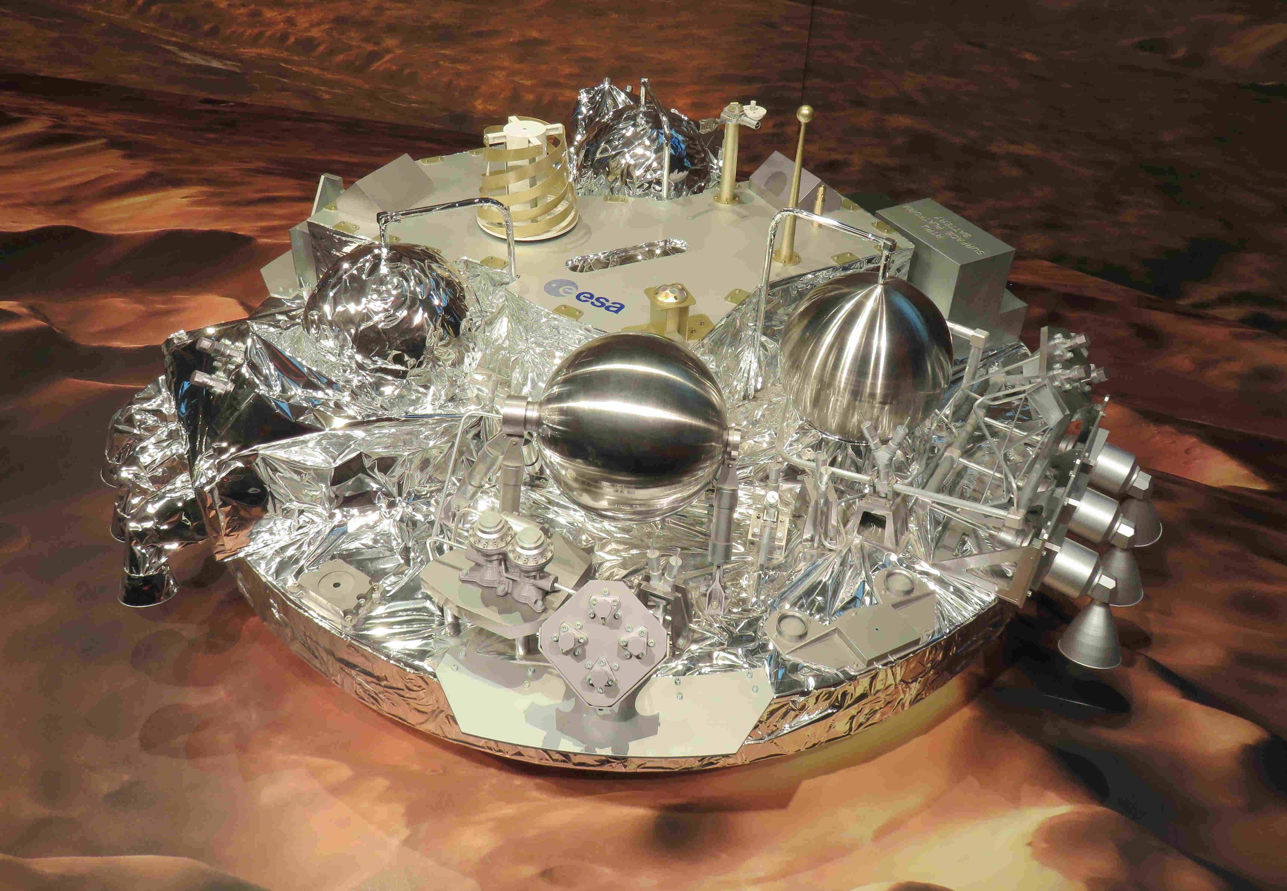 Model of Schiaparelli, lander of ExoMars Trace Gas Orbiter, seen at ESOC in Darmstadt, Germany