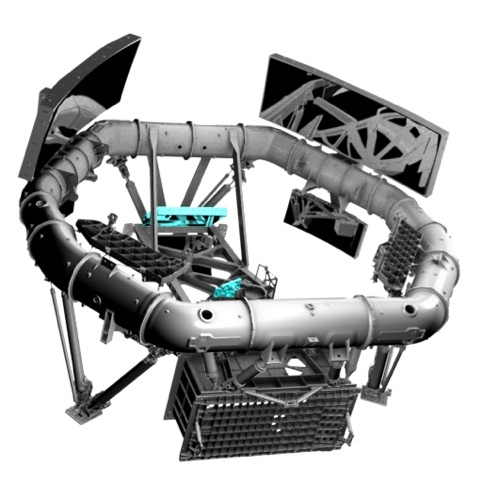 The 10 mirrors and focal plane array are attached to a SiC optical bench structure that locks all the components into place