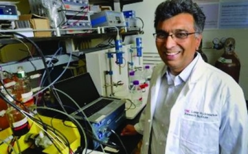USC professor Sri Narayan's research focuses on the fundamental and applied aspects of electrochemical energy conversion and storage to reduce the carbon footprint of energy use and by providing energy alternatives to fossil fuel