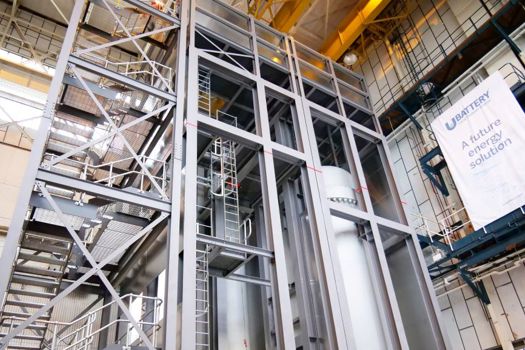 Mock-up of the main vessels of U-Battery’s advanced modular reactor (AMR). U-Battery is a high-temperature gas-cooled AMR, which can be deployed quickly to provide a scaleable output of 10MW thermal, of which up to 4MW could be delivered as electricity