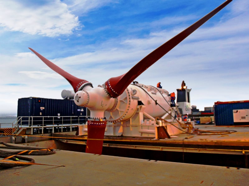 A scaled-down test version of Andritz Hydro Hammerfest's turbine, about to be installed at the Europeam Marine Energy Centre in Orkney