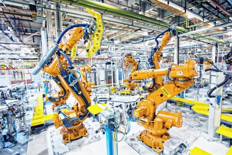 Robots at work in JLR's Halewood plant