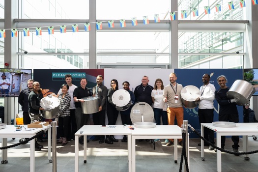 JLR colleagues building Divya washing machines at Gaydon HQ 