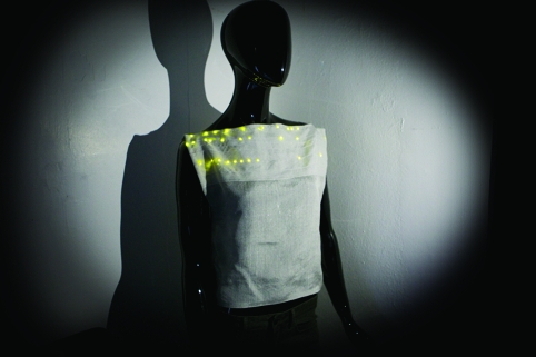 The Nottingham team has demonstrated a vest made from an electronic yarn with LEDs
