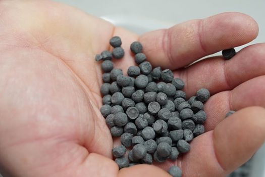Close-up of the newly formed alginate beads