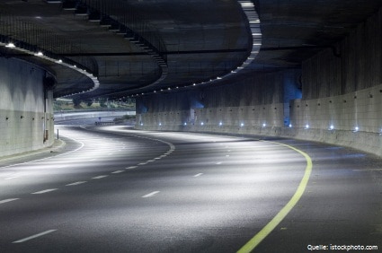 Empty freeway at night