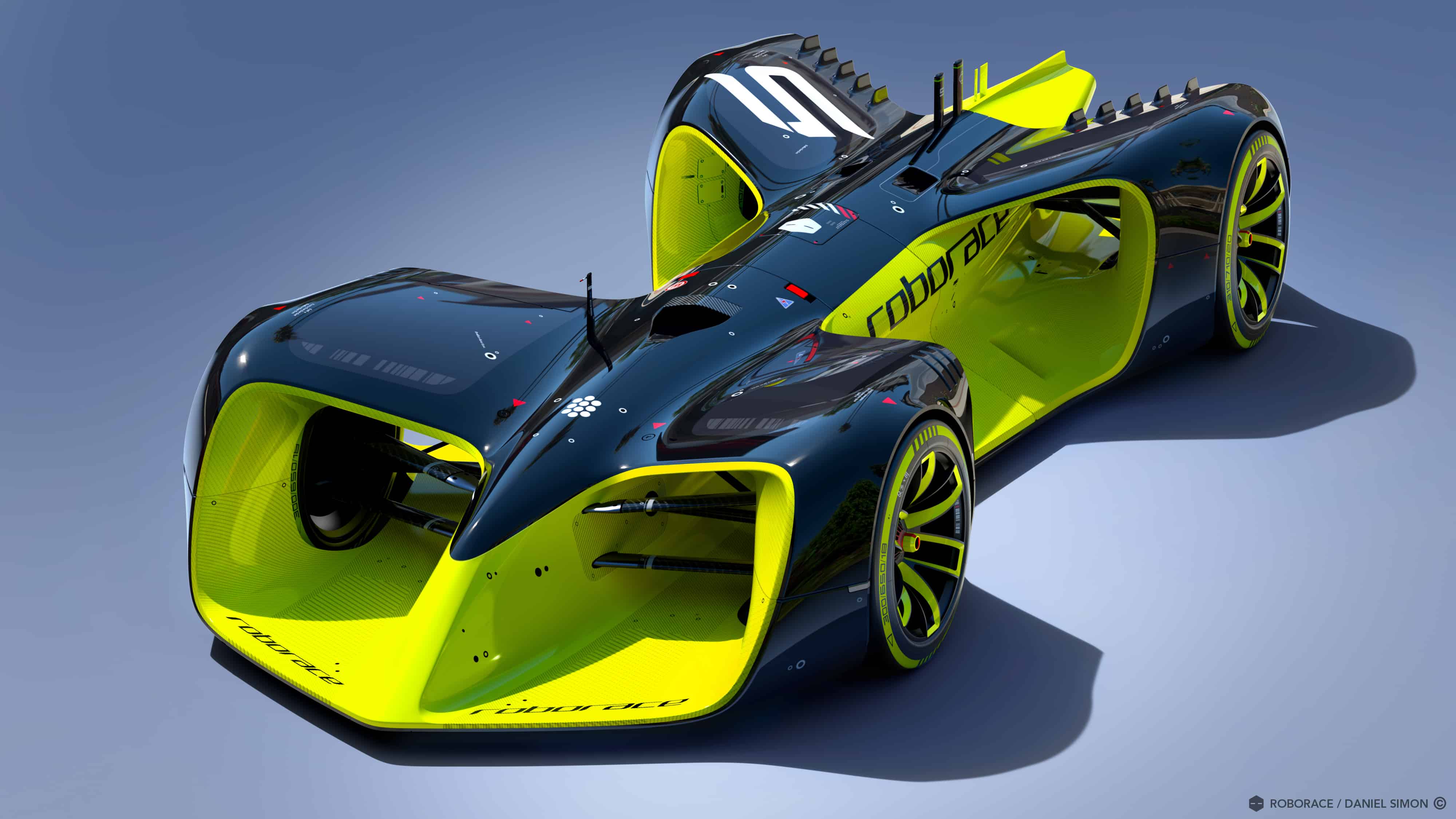 The racing-car of the future, coming soon to a street circuit near you. Image by Chief Design Officer Daniel Simon / Roborace Ltd.
