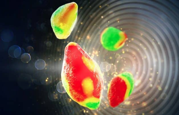 Artistic rendition of lithium-ion battery particles under the illumination of a finely focused X-ray beam (Credit: Stanford, Chueh Group)