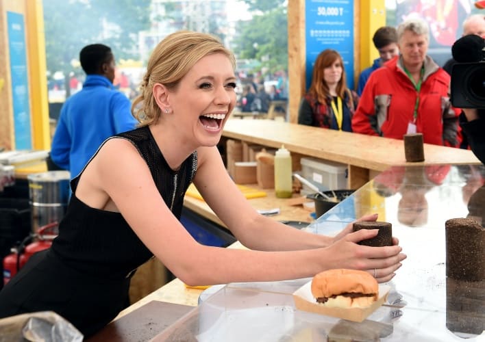 Television presenter Rachel Riley shares a laugh during Make the Future London 2016 at the Queen Elizabeth Olympic Park on Friday, July 1, 2016, in London, UK. (Mark Pain for Shell)