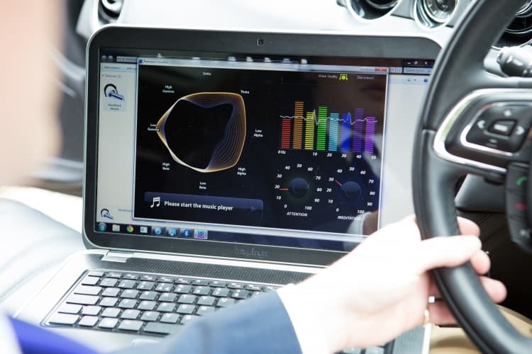 JLR explained how it hopes to monitor brain activity through steering wheel sensors, using an on-board computer to analyse the data.