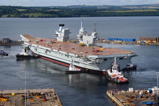 The HMS Queen Elizabeth float out took place in July 2014
