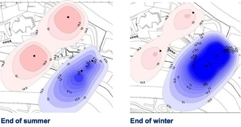 Isotherm map showing how energy will distributed