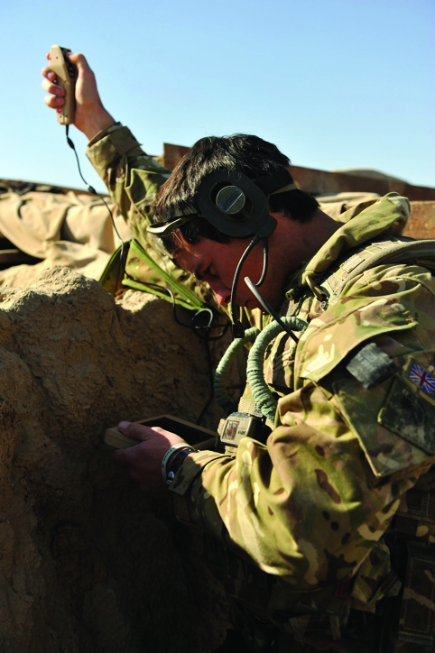 Soldier Operating Black Hornet Nano UAV Helicopter