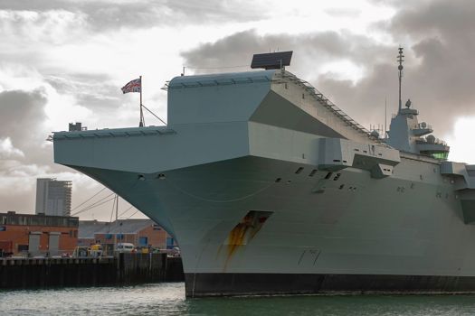 Ski-jump on a Royal Navy Queen Elizabeth class aircraft carrier