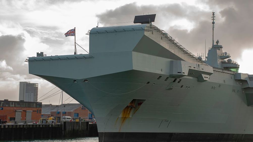 Ski-jump on a Royal Navy Queen Elizabeth class aircraft carrier