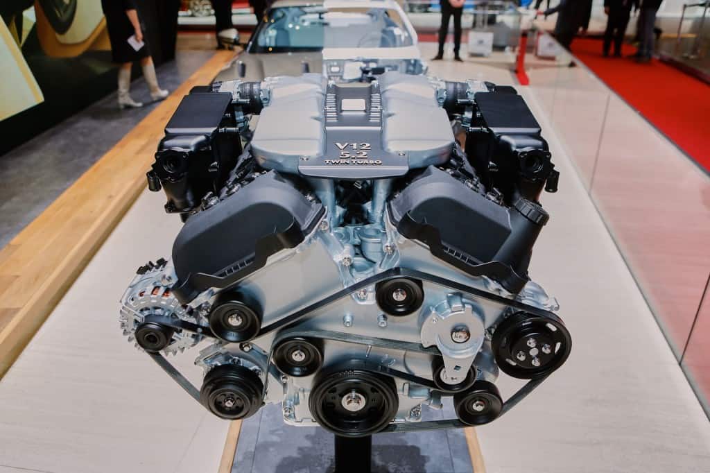 The DB11's 12-cylinder engine was unveiled at the Geneva motor show