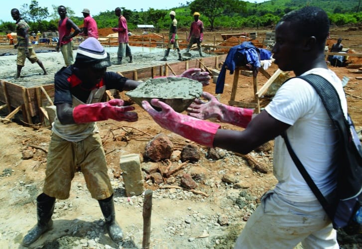An Ebola Treatment Unit under construction in Kerry Town, Sierra Leone