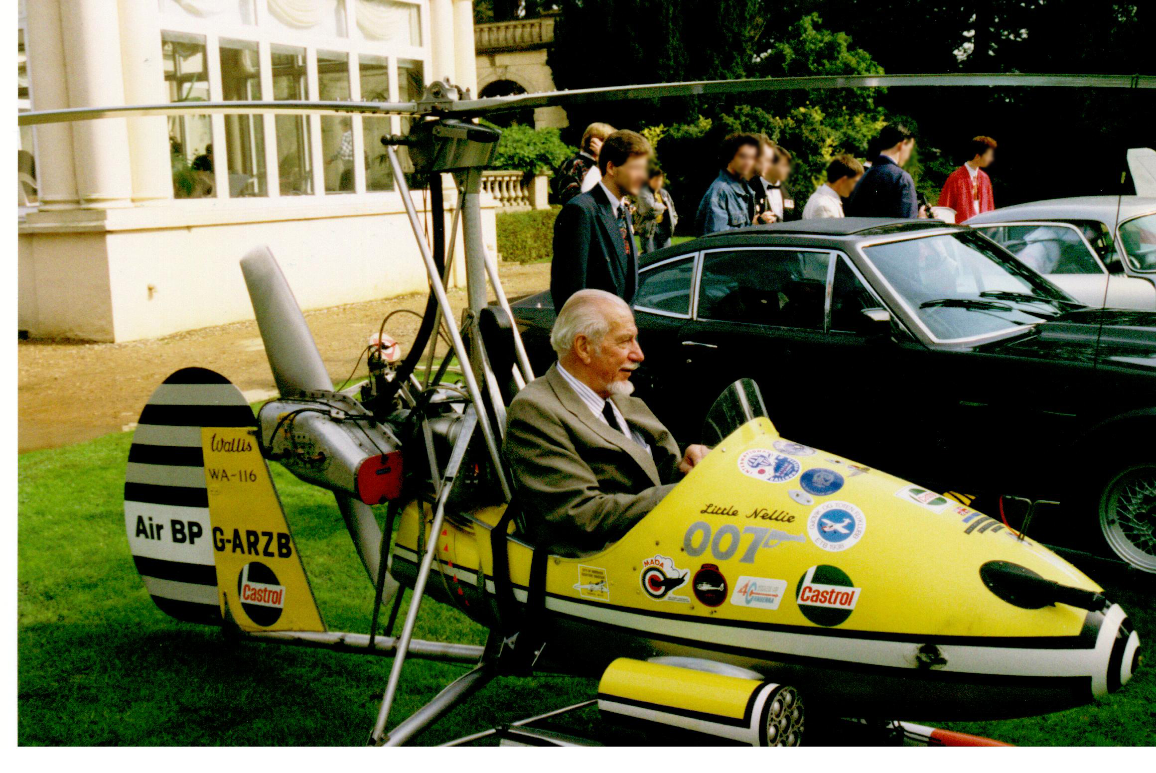 Ken Wallis pictured in the Little Nellie Autogyro, which appeared in the James Bond movie You only live twice