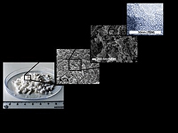 The material Upsalite shown at different scales