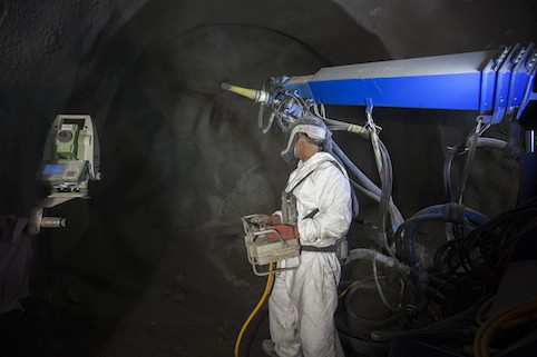 A sprayed concrete lining approach is used to create wider tunnels