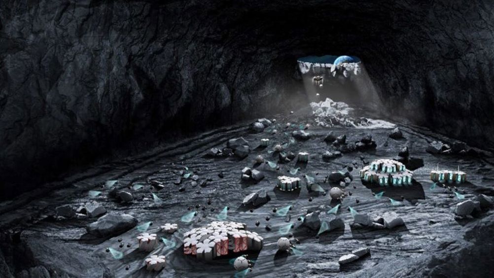 CGI image of a potential lunar base constructed in lunar lava tubes 
