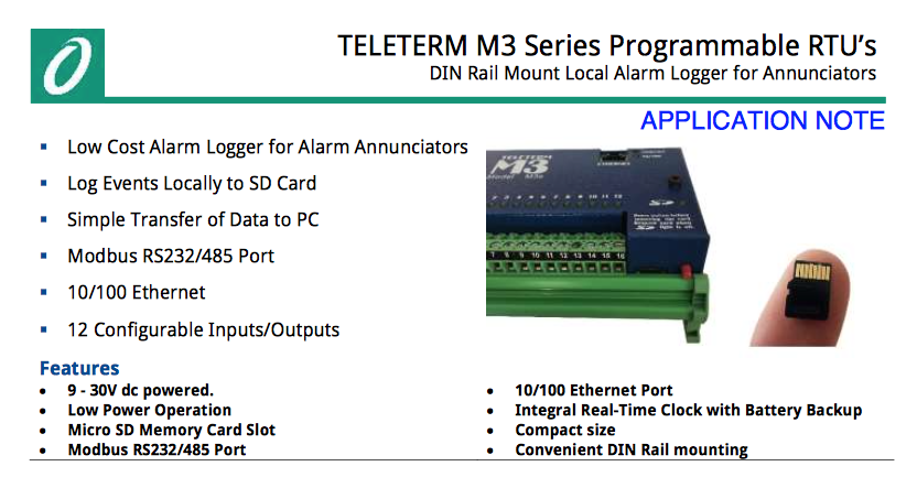 DIN Rail Mount Local Alarm Logger for Annunciators