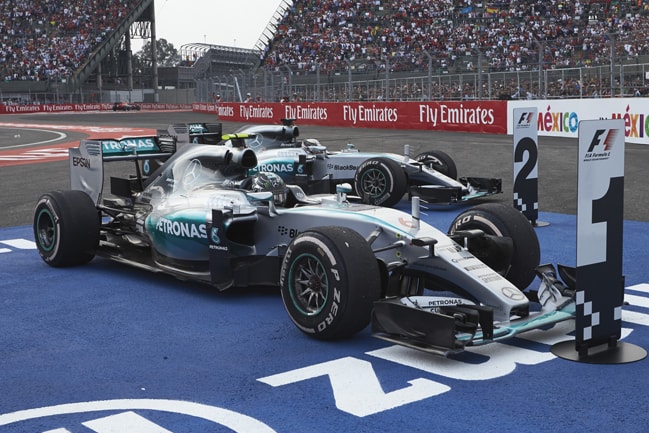 The Silver Arrows of Mercedes take their grid places in 2015